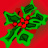 A static pixelated image of holly leaves and red berries on a solid red background, rendered in a low-resolution style typical of early 2000s digital graphics.