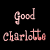 Pixelated text icon with 'Good Charlotte' in pinkish-red gradient on black background, static single-frame image.