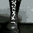 A contact sheet of 11 grayscale animated frames showing a person's legs and feet in motion, wearing patterned leggings and boots on a textured surface.