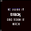 Pixel art of 20 identical dark brown icons with white text and symbols, each displaying '50 POINT IT Black AND TAKE IT BACK' with variations in symbol color and placement