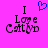 Pixelated text 'I Love Catboy' on bright pink background with blue heart symbol above the word 'Love'.