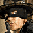 A 48x48 pixel buddy icon featuring a character in black mask and hat with visible eye slits, wearing dark clothing and white shirt collar, displayed across three animated frames showing slight pose changes.