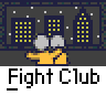Animated contact sheet showing 10 frames of a yellow stick figure fighting in a cityscape with explosion effects and repeated "Fight Club" text.