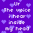 Purple background with light purple pixelated hearts and white text repeating 'Ur The voice i hear inside my head' in a pattern