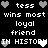 Pixelated text and heart symbols arranged in a on black background, with alternating white and gray hearts