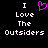 Black background with white pixelated text reading "I Love The Outsiders" and a pink heart symbol replacing the word "Love" in two identical side-by-side layouts.