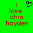 Green background with red pixelated text reading 'i love chris hayden' and a black heart symbol above the text.