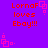 Purple background with red text reading "LornaF loves Ebay!!!" and pink square-shaped pixel art elements scattered around.