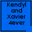 Blue square icon with black text reading "Kendyl and Xavier 4ever" and a black border; one version includes a black heart symbol in the bottom-right corner.