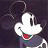 Two side-by-side frames of a pixelated Mickey Mouse icon with distinct background colors and mouth positions.