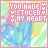 Pixelated icon with pink text "YOU HAVE STOLEN MY HEART" over a green and blue striped background, yellow curved shapes, and small hearts.