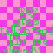 Green text on pink checkered background reads 'Boy stop talkin go kiss me already' in pixelated font across four repeated