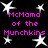 Black background with white star shapes and repeated pink text reading "McMama of the Munchkins" in a pattern