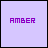 16 shows the word 'AMBER' in purple pixelated text on a light lavender background, with small purple hearts appearing and disappearing at various positions across frames