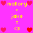 Pixel art icon with pink background showing yellow text 'mallory' flanked by red hearts, plus 'jake', equals sign, '<3', and two heart pairs in a