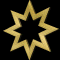 Golden star-shaped icon with eight points, rendered in 3D style on black background; appears to animate through rotation and perspective shifts.
