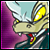 Animated pixel art of a dragon-like creature with yellow eyes and purple background, text forming 'HAUNTED' below.