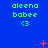 Blue background with green text 'aleena babe' and '<3' below, featuring red plus and X symbols that change position across frames.