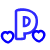 Animated contact sheet showing six frames of a blue and green text-based buddy icon with heart accents, displaying sequential changes in letter styling and color.