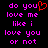 Pixelated text in bright pink and red on black background, with a heart symbol replacing 'you' in the first line of two identical phrases.