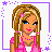 Pixel art contact sheet of a female character in various poses and close-ups with pink text "culie pie" on one frame, all within purple star-bordered squares.