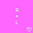 Pixelated white text and symbols on a solid pink background with two heart shapes.