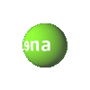 Green sphere with white text rotating through partial screen names on a gray background.