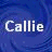 A static contact sheet showing two identical frames of a pixelated text-based buddy icon with the name "Callie" on a blue background.
