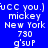 Blue background with white pixelated text reading 'ucc you.] mickey New York 730 g'sup' in two , displayed across three identical