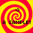 Four identical spiral-patterned with red and yellow swirls, each containing a black text block reading 'A SAMPLE!!' and ':O' above it