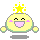 Pixelated yellow circular character with star on head, pink cheeks, and green outline showing multiple expressions including smiling, laughing, crying, and neutral.