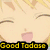 Two side-by-side anime-style character portraits with text labels, one labeled 'Good Tadose' and the other 'Evil Tadose', both featuring pixelated rendering.