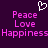 Pixelated text and a heart symbol on a dark purple background with pink lettering.