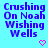 A static image displays 'Crushing On Noah Wishing Wells' text with pink heart and arrow symbols on a cyan background.