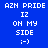 Blue background with white text 'AZH PRIDE IZ ON MY SIDE :)' and orange rectangular blocks changing position
