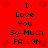 Red background with pixelated hearts and repeated text "I Love You So Much FALLOn" in black, arranged in two vertical