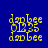 Yellow pixelated text and numbers on blue background with white horizontal bars appearing in four quadrants.