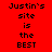 Red background with black text reading "Justin's site is the BEST" arranged in a pattern across multiple