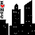 pixelated black cityscapes with white dots, each featuring a vertical 'I ❤️ NYC' text on the left side