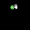 Green circular face with white hand gesture above text that progressively forms 'Hi Jack' on black background.