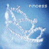 Animated sequence of a white tiara with pearl-like details against a blue background, showing subtle pixel variations across frames.