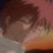 A split-frame contact sheet showing a pixelated anime-style character on the left and text elements on the right against a black background.