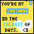 Yellow background with blue and white text reading 'YOU'RE MY SUNSHINE ON THE CILLEST OF DAYS.' A heart symbol appears below the text, animated to pulse or flicker.