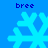 Four pixelated snowflakes on a blue background with the text 'bree' above and below each, arranged in a