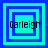 Four square display the name 'Garleigh' in pixelated text over layered blue and cyan squares with varying border thicknesses