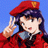 A pixelated anime-style character in a red beret and jacket saluting against a blue background, next to a black panel with white text "Anime IM" and "COM" on a black background.