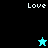 Pixelated icon with four quadrants displaying 'Love' text and star symbols on black, teal, cyan, and dark teal backgrounds.