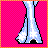 Pixel art contact sheet showing three frames of an animated icon featuring a blonde woman in various poses with pink background and heart symbols.