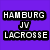 Pixelated text on purple background: 'HAMBURG JV LACROSSE' on left, 'ALLIE IZZO #2' on right, all in white block letters with black outlines.