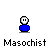 Pixel art character in blue shirt with white face, showing multiple expressions and red particle effects across frames.